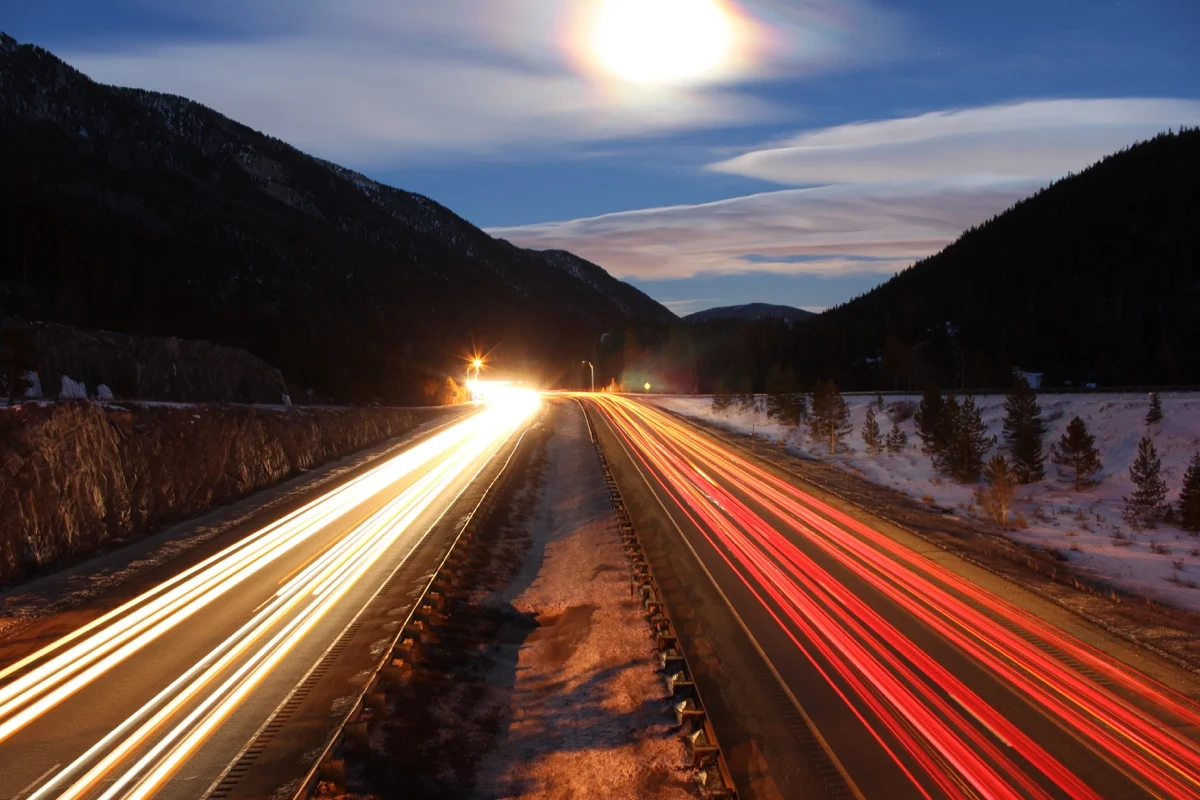 blurred light of a highway
