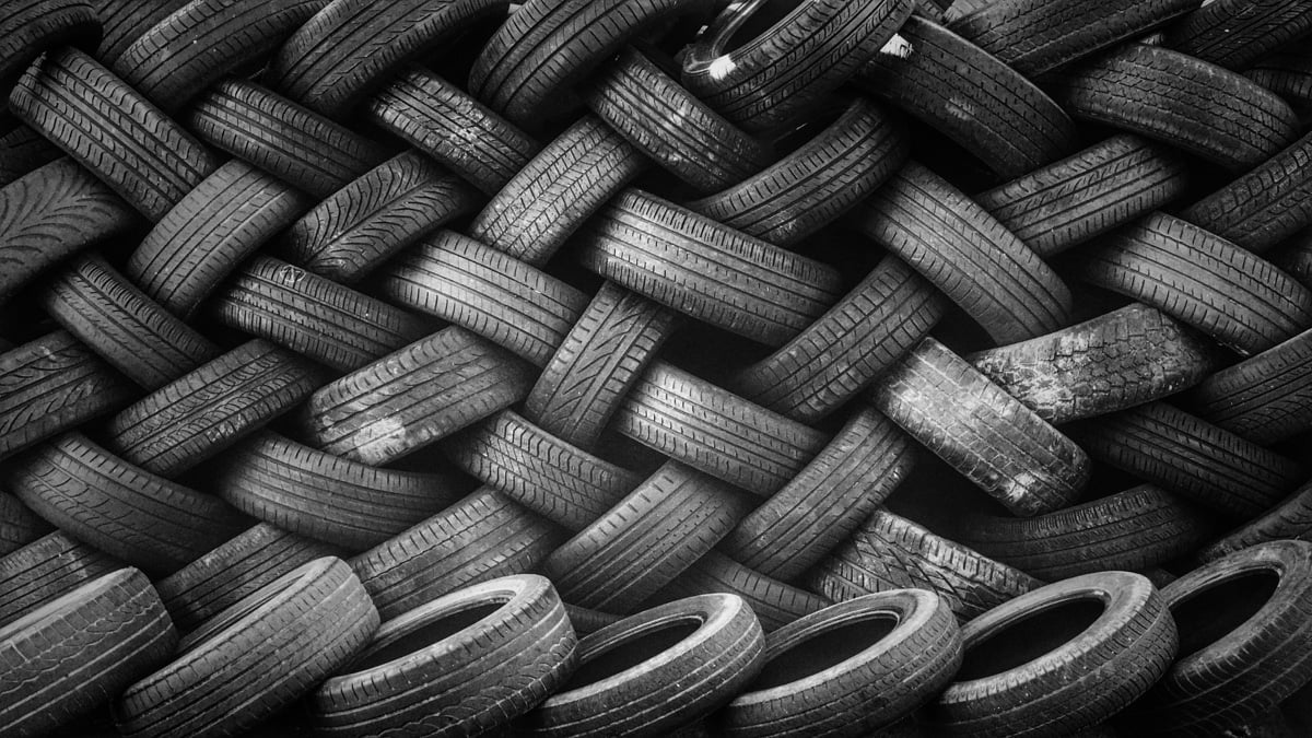 a lot of piled tires