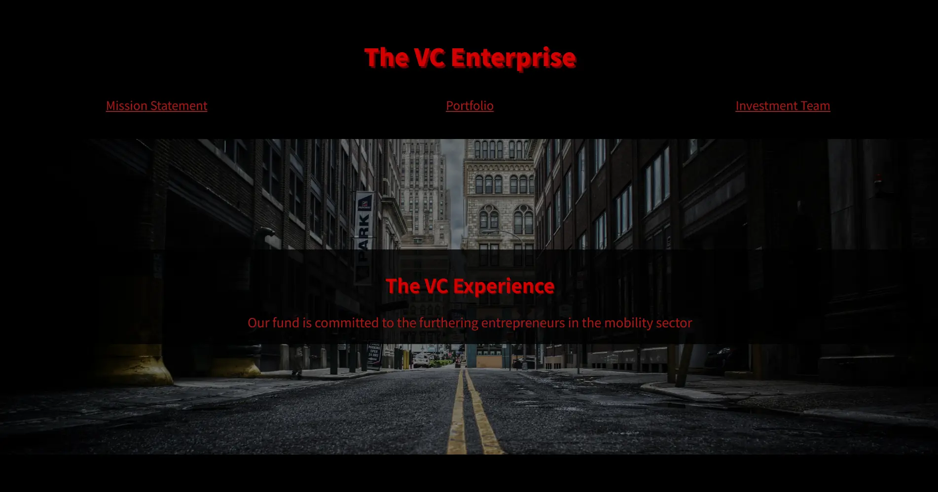 Landing page of project
